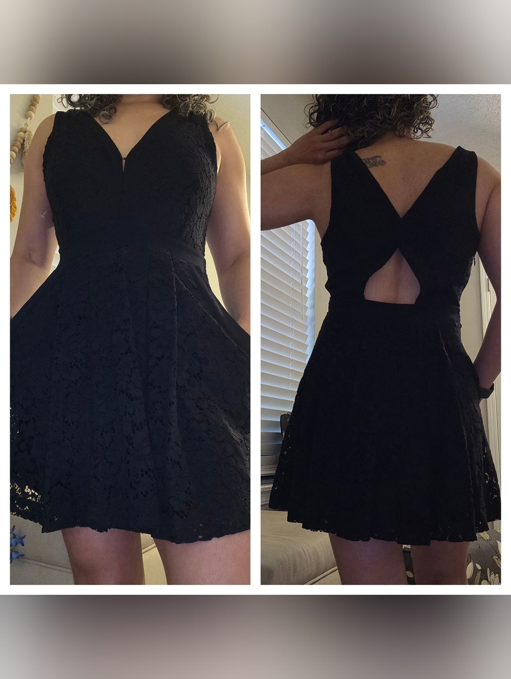 FREE PEOPLE Black Lace Fit & Flare Dress - Women, Size S, Used Gread Condition.